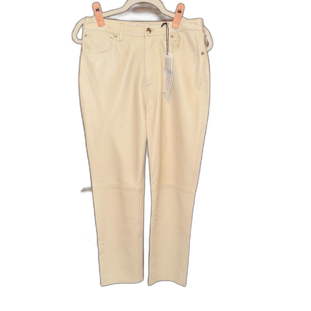 IRO NWT Women's Cream Trousers lambskin leather pants Paris size 38